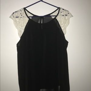 Black see through top w/ lace cap sleeves